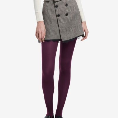 HUE Opaque Non Control Top Tights Deep Burgundy Size 1 New With Tags